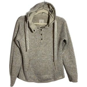 Thread & Supply Sweater Womens Small Tan 1/4 Snap Pullover Pockets Casual Lounge